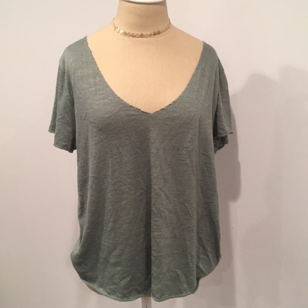 Urban Outfitters Green V Neck Tee